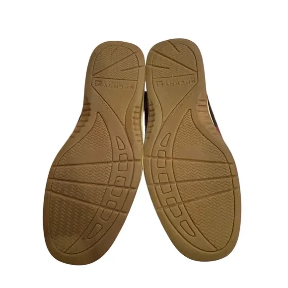 Sperry Top Sider Leather With Lambswool Shoes Womens Size 6M Brown Red Plaid - Picture 12 of 12